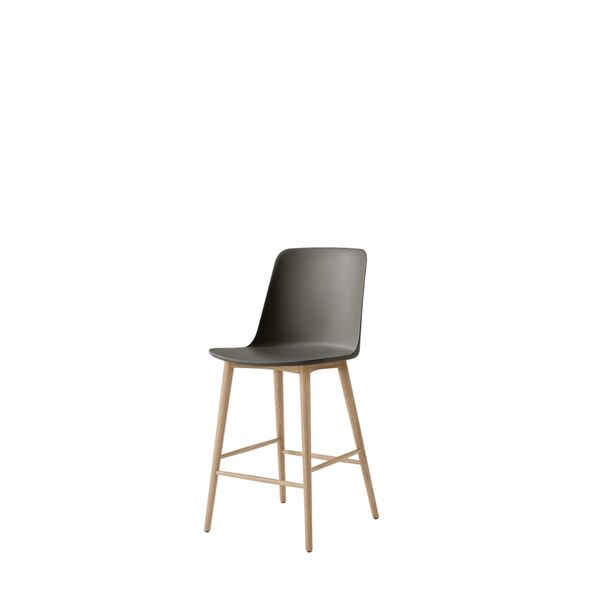 Rely HW128 Sgabello da Bar con Schienale Alto in Rovere Laccato/grigio Pietra
