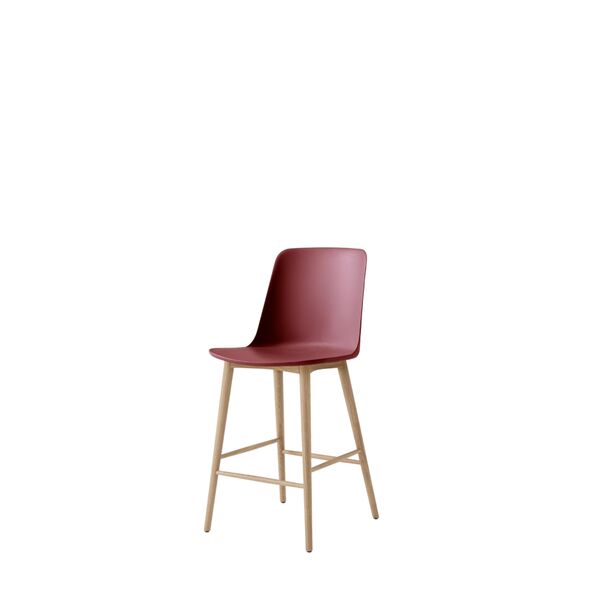 Rely HW128 Sgabello da Bar con Schienale Alto in Rovere Laccato/ Granata