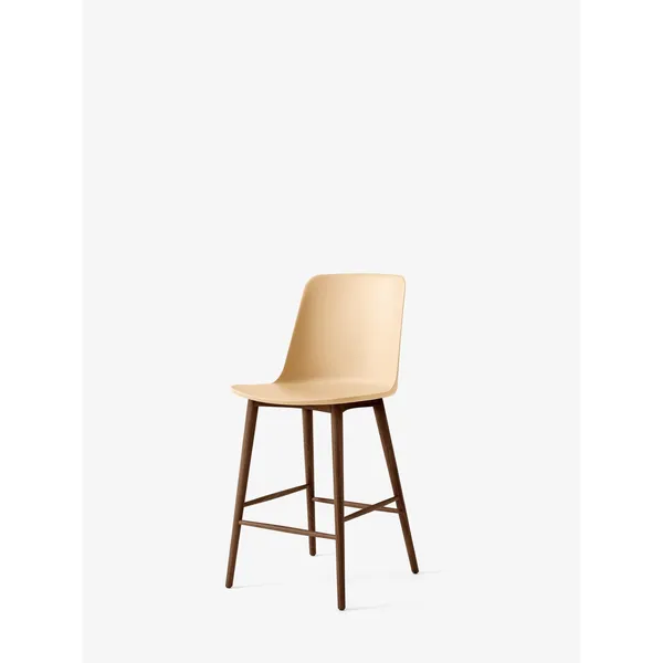 Rely HW128 Bar Stool High Back Lacquered Walnut/ Beige Sand