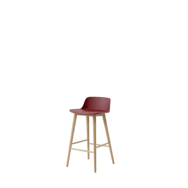 Rely HW118 Bar Stool Low Back Lacquered Oak/ Maroon