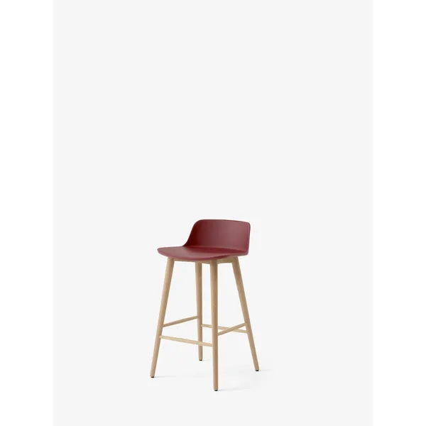 Rely HW118 Bar Stool Low Back Lacquered Oak/ Maroon