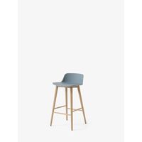 Rely HW118 Bar Stool Low Back Lacquered Oak/ Light Blue
