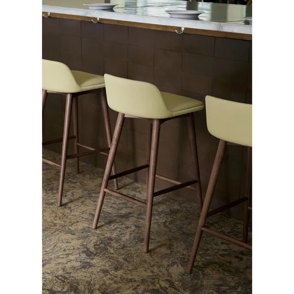 Rely HW118 Bar Stool Low Back Lacquered Walnut/Stone Grey