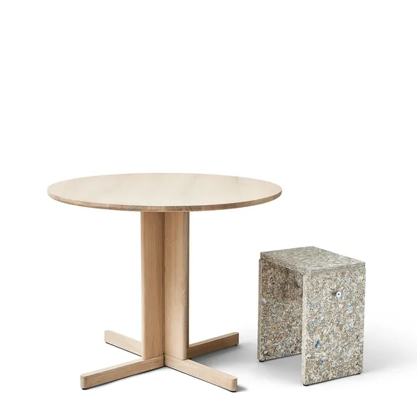 Trefoil Tafel Ø90 Wit Geolied Eikenhout
