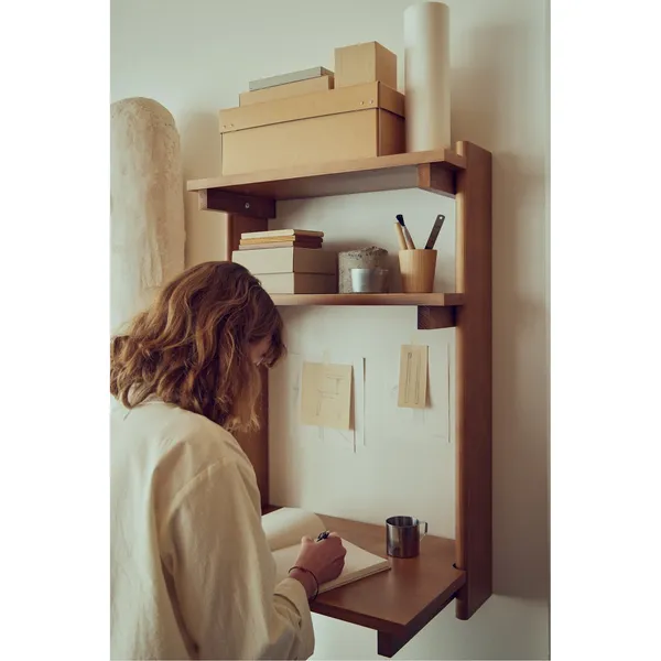 Beam Office Wall Shelf 3 Deep Brown Pine