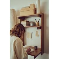 Beam Office Wall Shelf 3 Deep Brown Pine