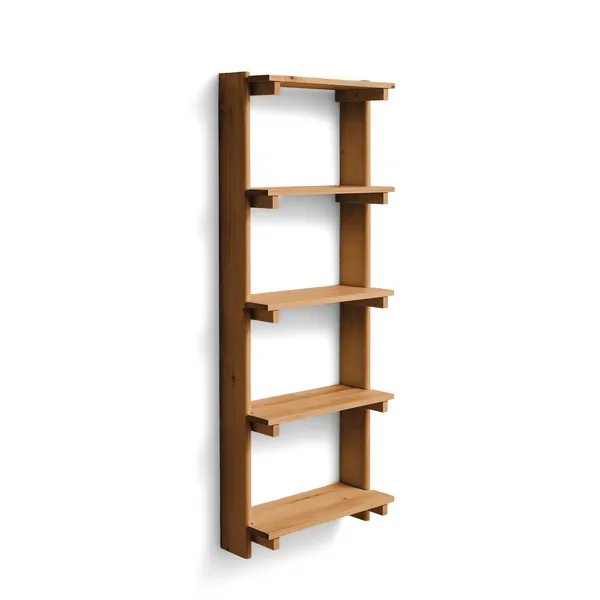 Beam Wall Shelf 5 Deep Brown Pine