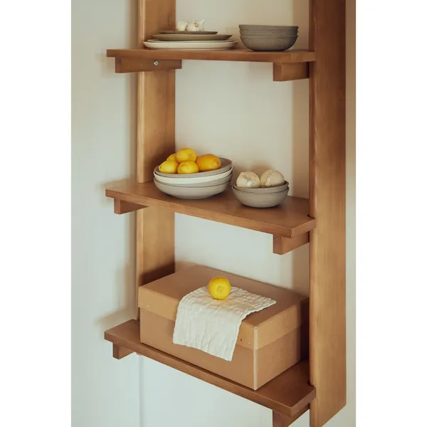 Beam Wall Shelf 5 Deep Brown Pine