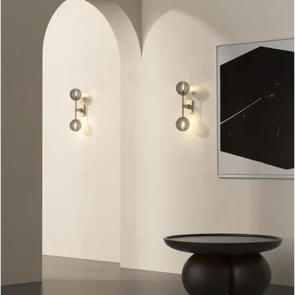 Tacoma Wandlampe, Messing & Gerillter Lampenschirm , Transparent