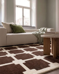 Block Rug 250x350 cm Brown/White