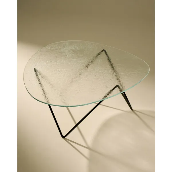 Mesa de Centro Pedrera Negra Semimate/ Transparente/vidrio