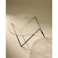 Mesa de Centro Pedrera Negra Semimate/ Transparente/vidrio