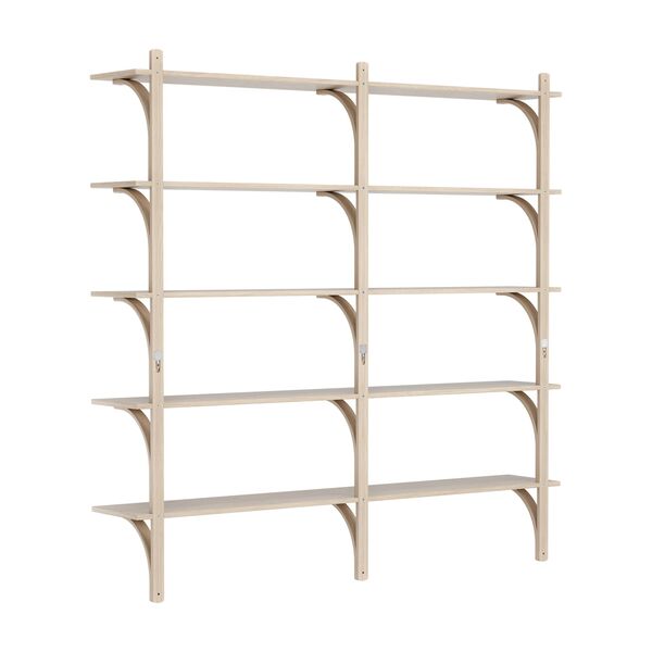 Levi 180 Shelf Large Brass/ White Pigmented Oak