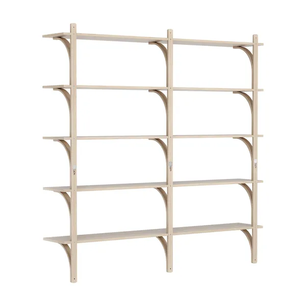 Levi 180 Shelf Large Brass/ White Pigmented Oak
