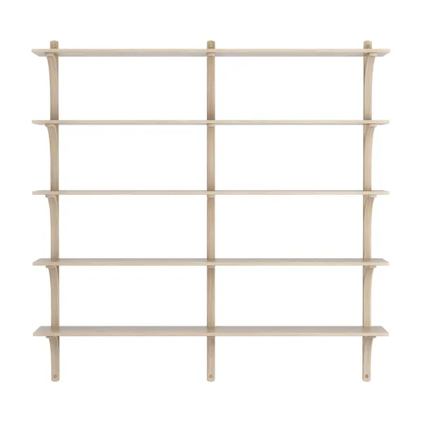 Levi 180 Shelf Large Brass/ White Pigmented Oak