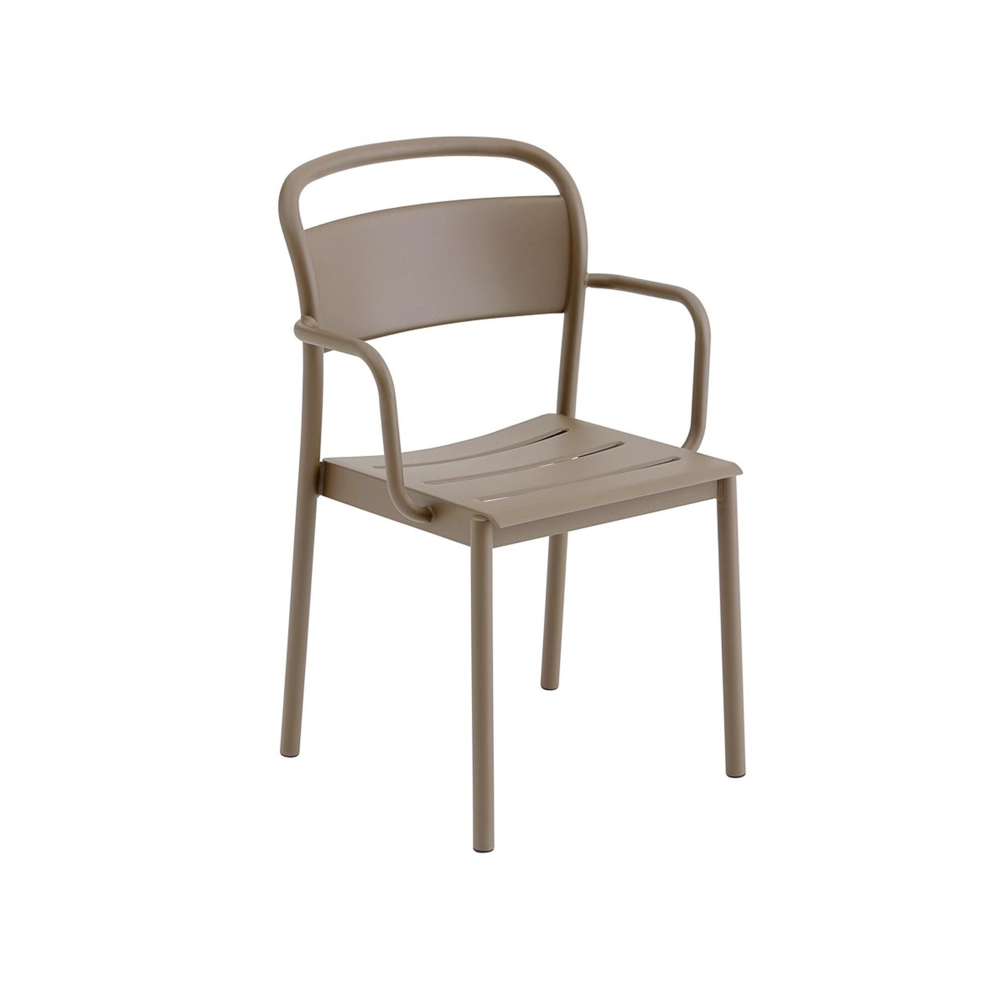 Linear Steel Spisestol Med Armlener Taupe