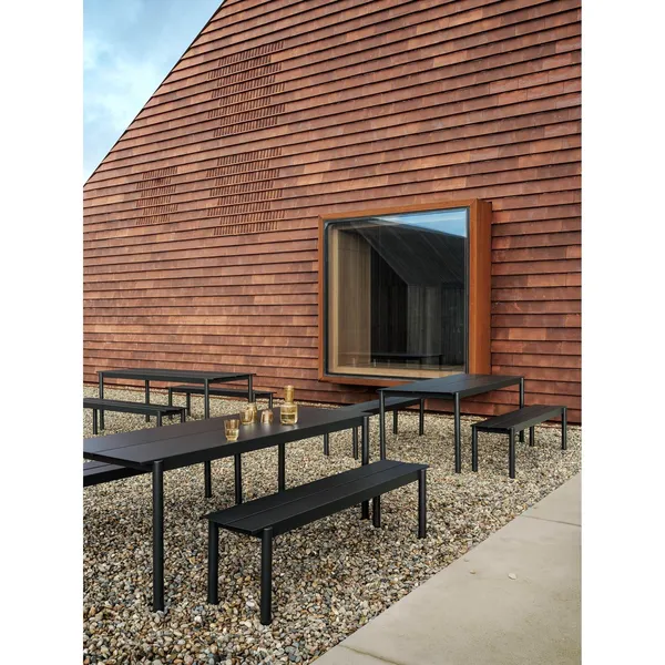 Linear Steel Bench 110 x 34 cm Taupe