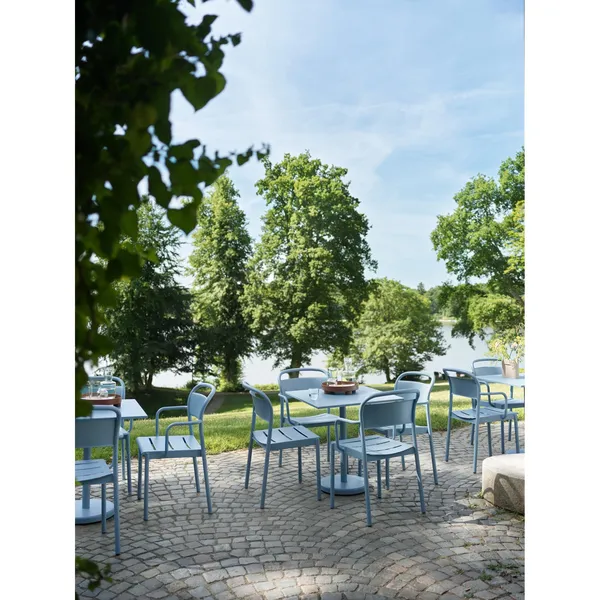 Linear Steel Café Garden Table 105x70 cm Taupe