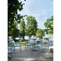 Linear Stahl-Café-Gartentisch 73x70 cm Taupe