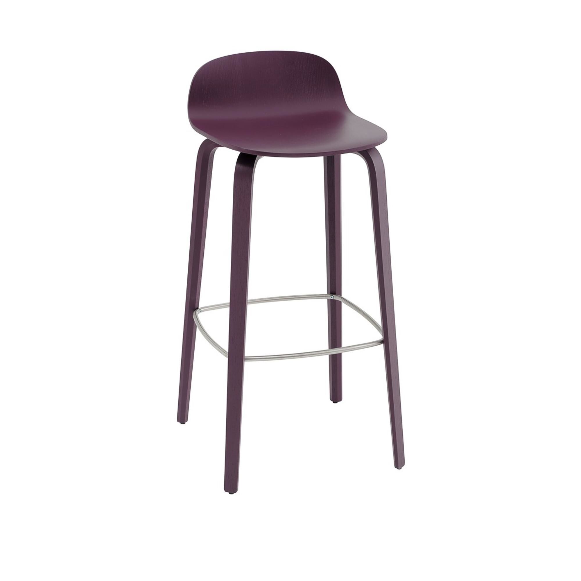 Visu Barstol Med Træ Base H75 Dark Plum