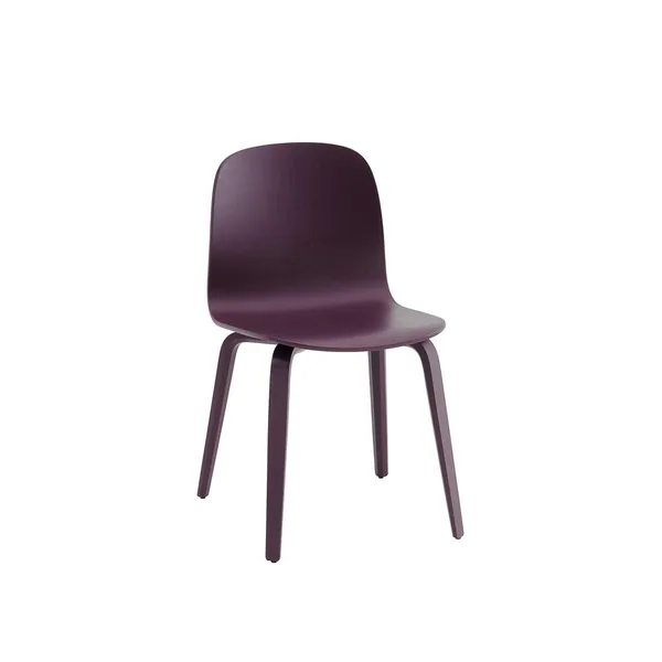 Visu Dining Chair With Wooden Base Dark Plum