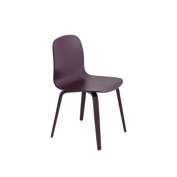 Visu Dining Chair With Wooden Base Dark Plum