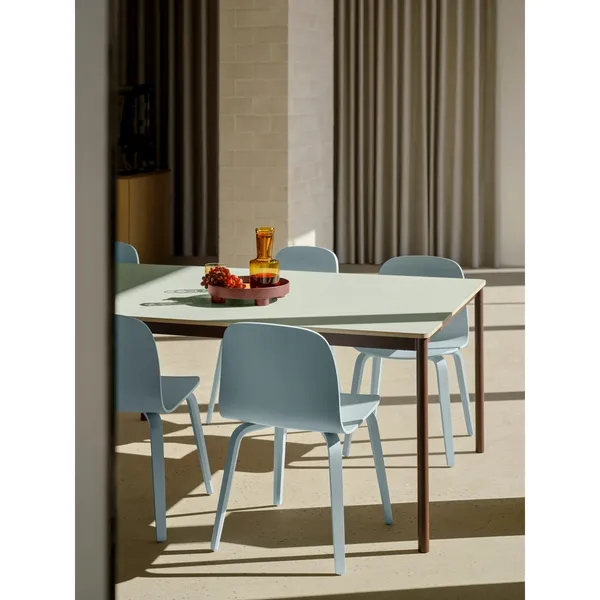 Visu Dining Chair With Wooden Base Light Blue