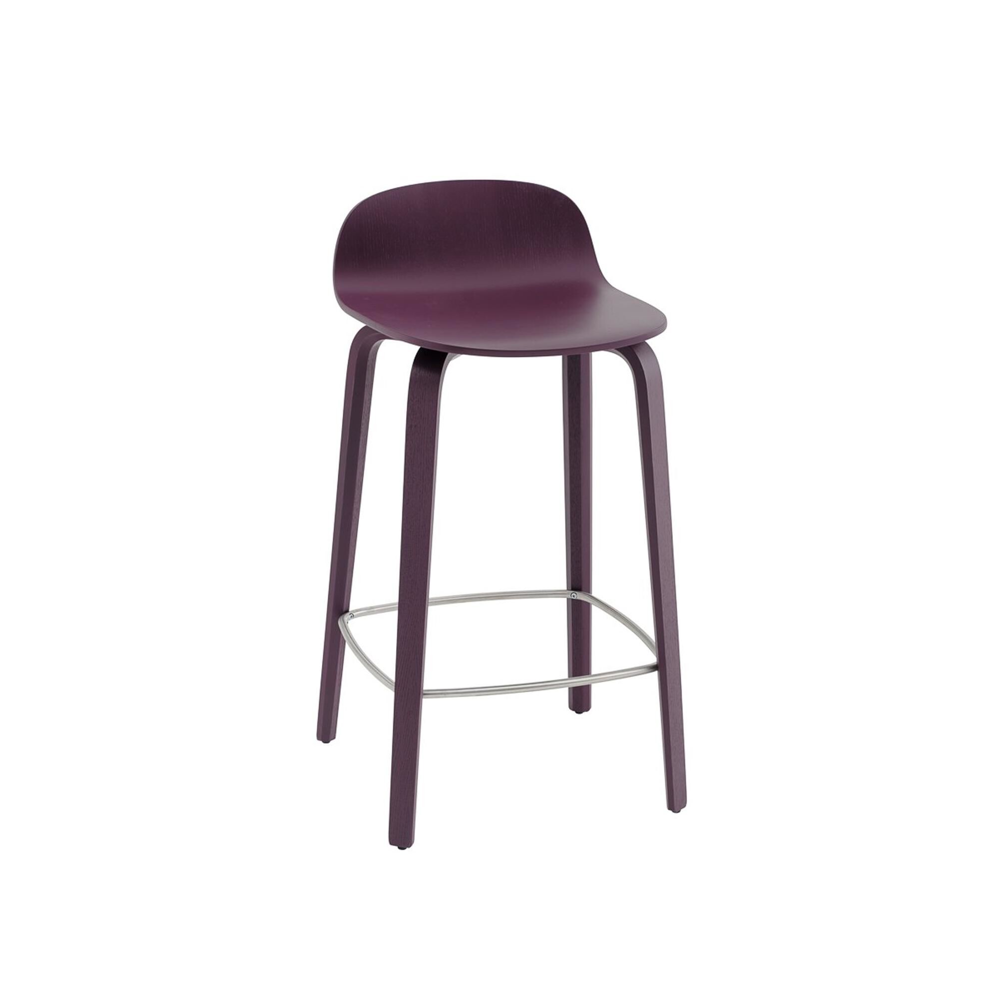 Visu Barstol Med Træ Base H65 Dark Plum
