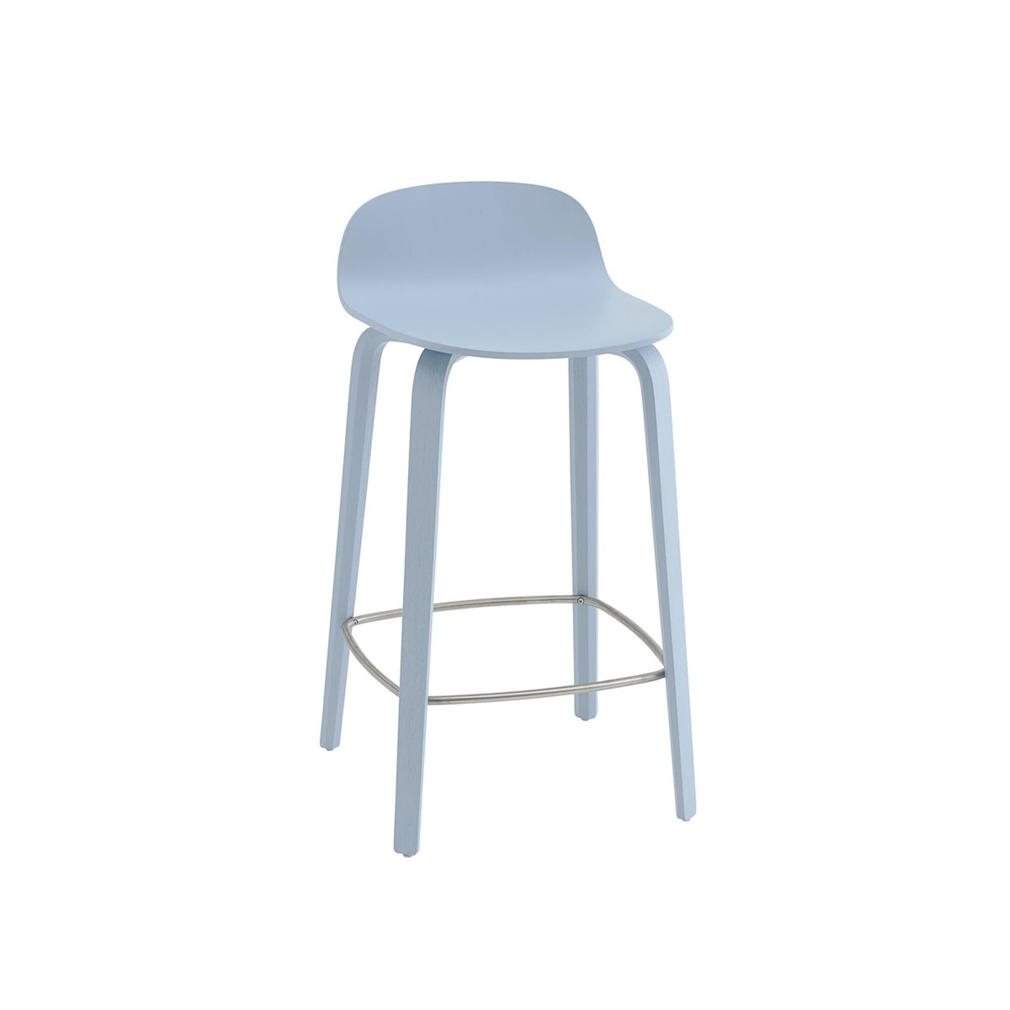 Visu Barstol Med Træ Base H65 Light Blue