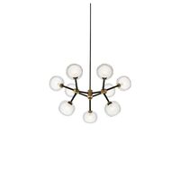 Nabila 552.19L Lysekrone Sort/Børstet Messing/Klar Glas