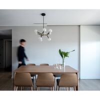 Nabila 552.19L Lysekrone Sort/Børstet Messing/Klar Glas