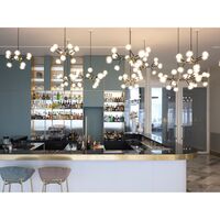 Nabila 552.19L Lysekrone Sort/Børstet Messing/Klar Glas