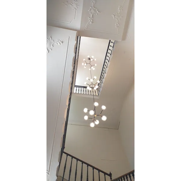 Nabila 552.19L Lysekrone Sort/Børstet Messing/Klar Glas