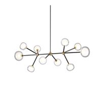 Nabila 552.10L Lysekrone Sort/Børstet Messing/Klar Glas