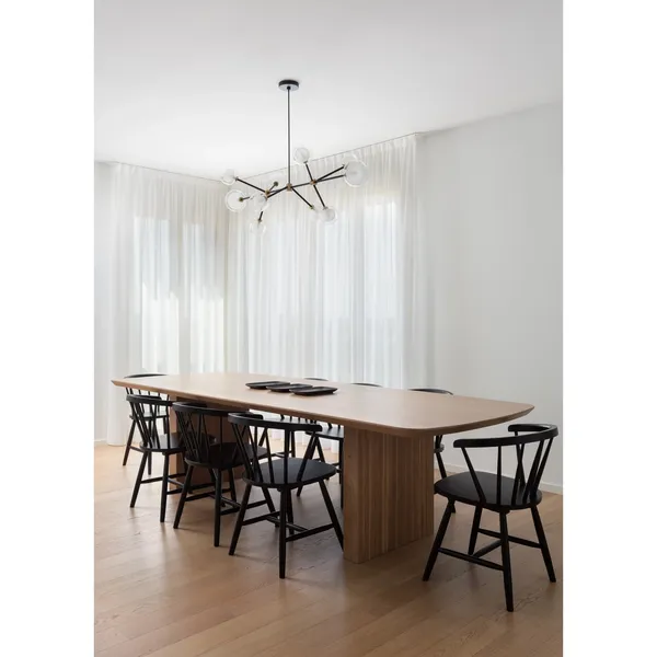 Nabila 552.10L Lysekrone Sort/Børstet Messing/Klar Glas