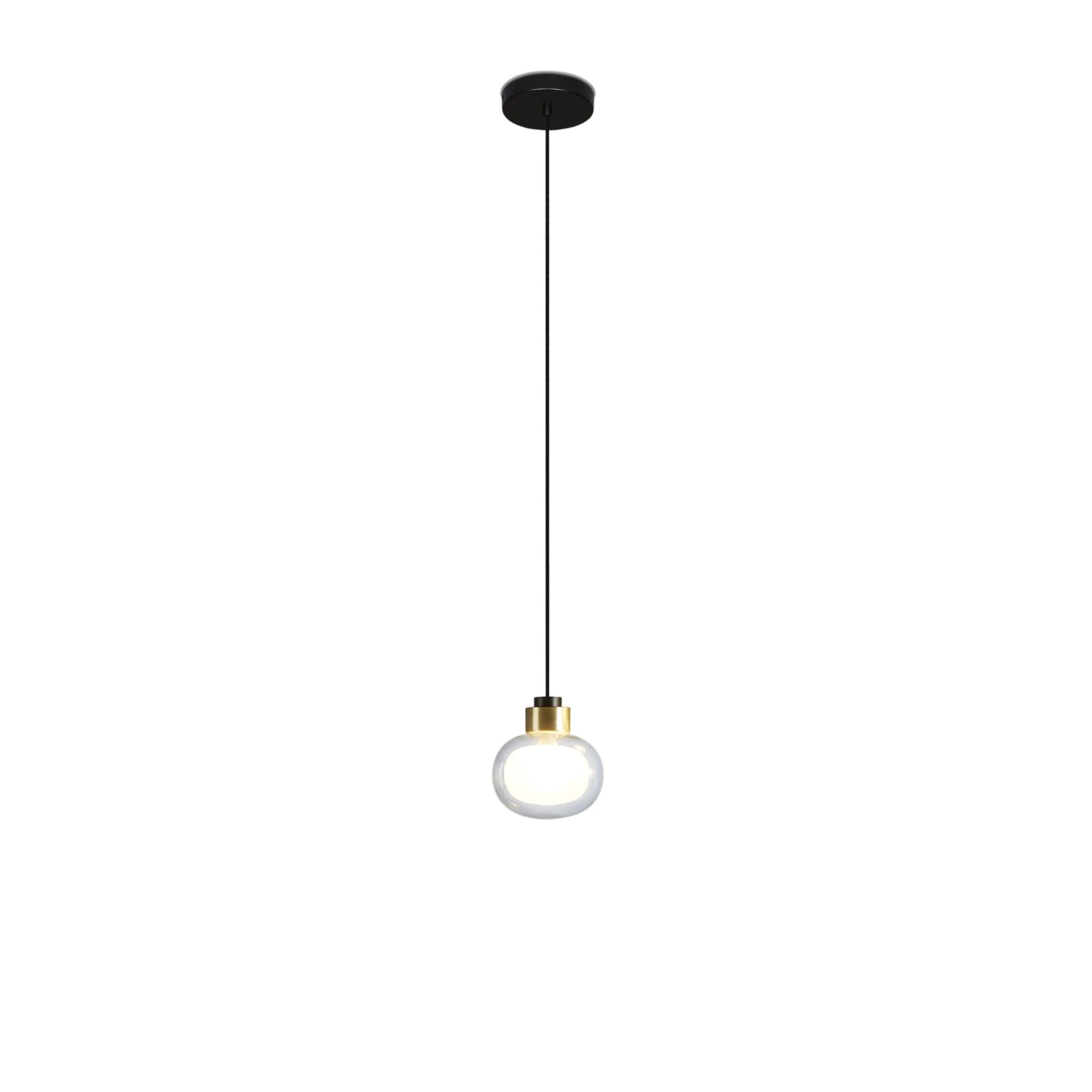 Nabila 552.22L Taklampa Svart/ Borstat M&auml;ssing/ Transparent