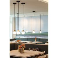 Nabila 552.22L Pendant Black/ Brushed Brass/ Clear Glass