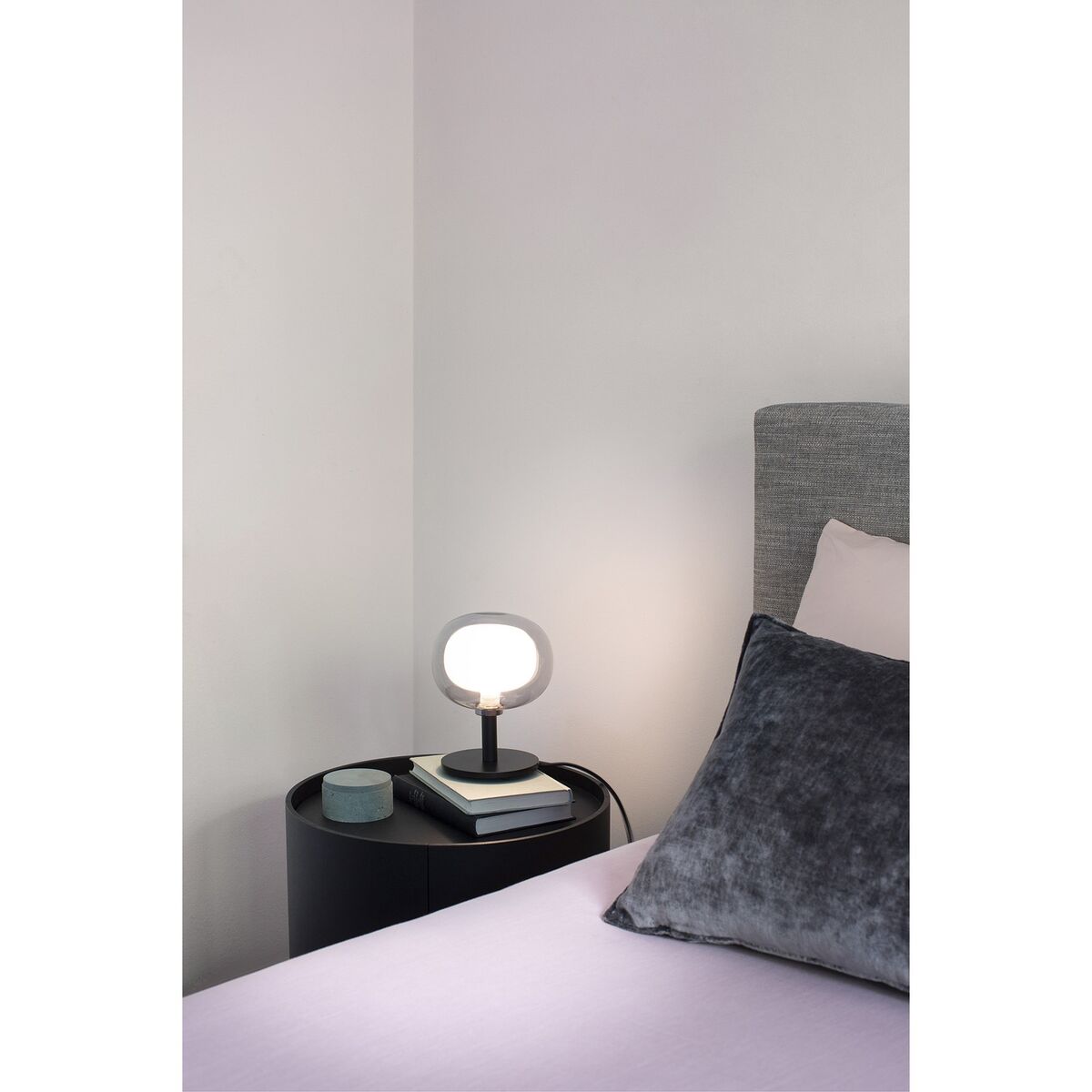 Nabila 552.32L Table Lamp Black/ Black Chrome/ Smoked Glass