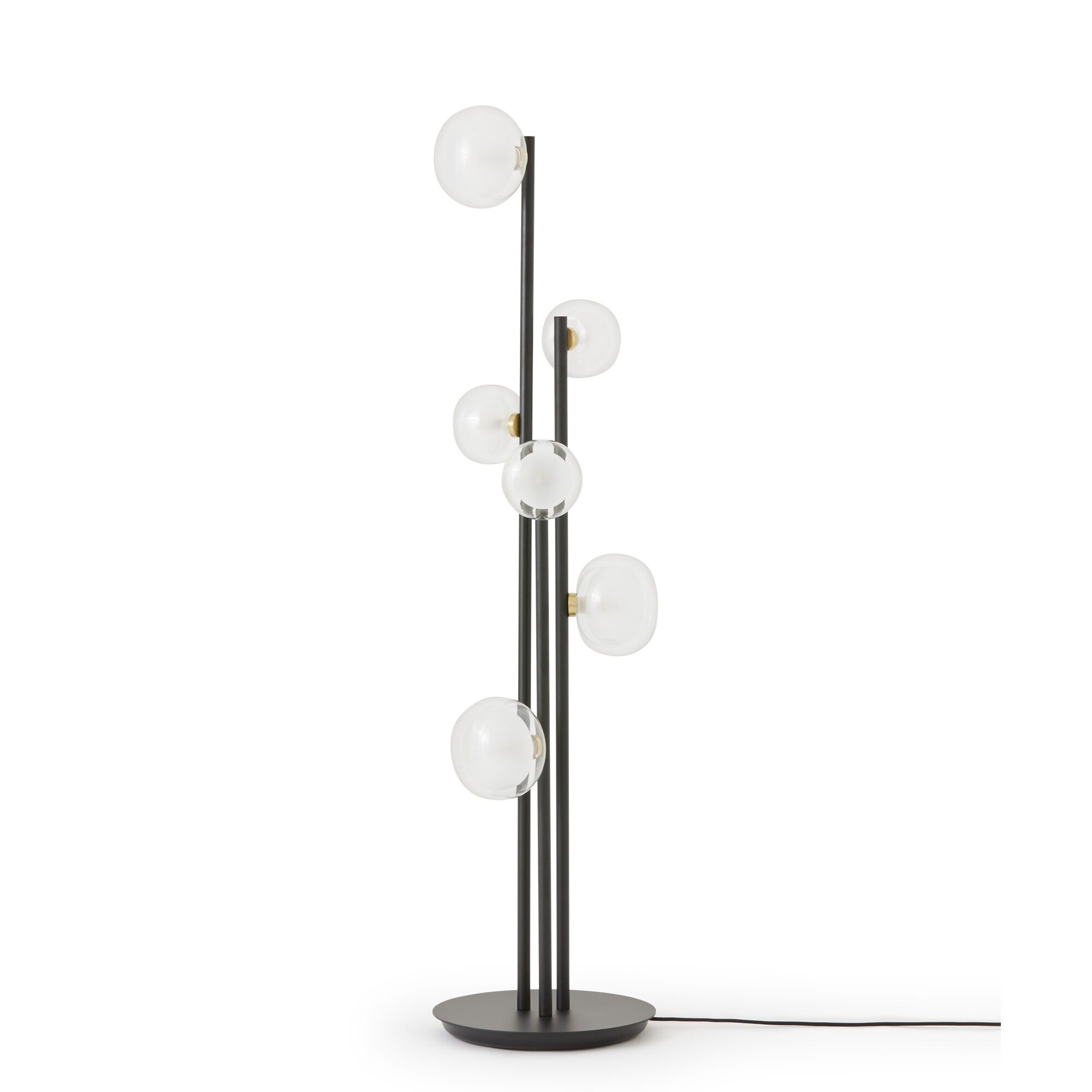 Nabila 552.66L Golvlampa Svart/ Borstad M&auml;ssing/ Transparent