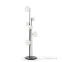 Nabila 552.66L Gulvlampe Sort/Bøstet Messing/Klar Glas