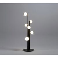Nabila 552.66L Gulvlampe Sort/Bøstet Messing/Klar Glas