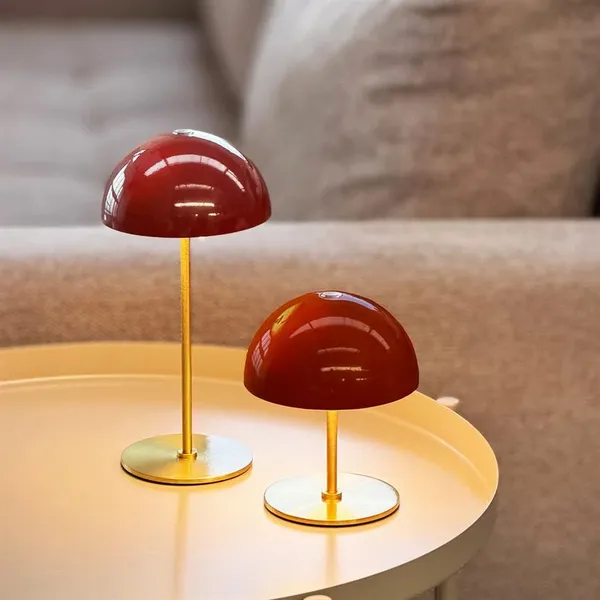 ALONG Mini Table lamp LED 2 pcs Dark Red/ Brass