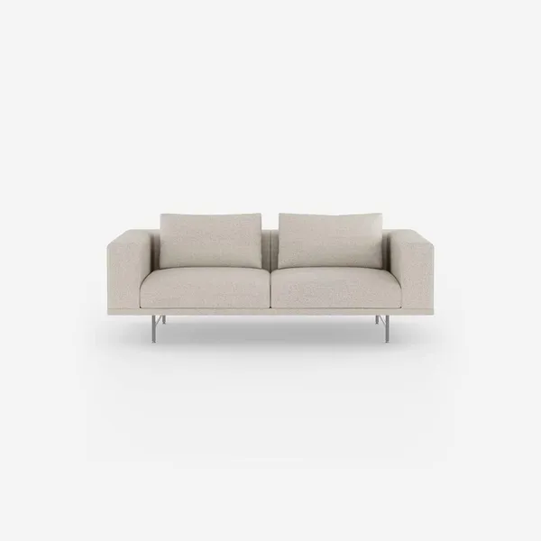 Loft 2-seters Sofa Bølget Off White/ Lysegrå/ Rustfritt Stål