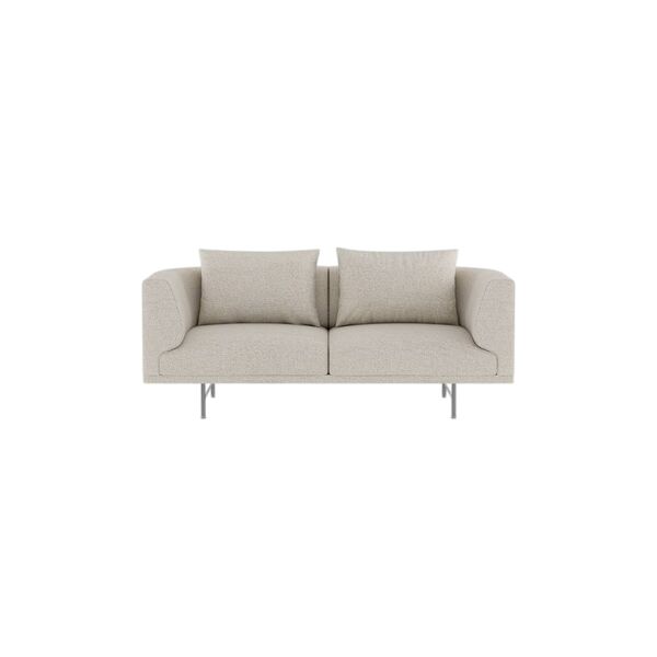 Chimney 2-Sitzer Sofa, Wellenförmig, Gebrochenes Weiß/ Hellgrau/ Edelstahl