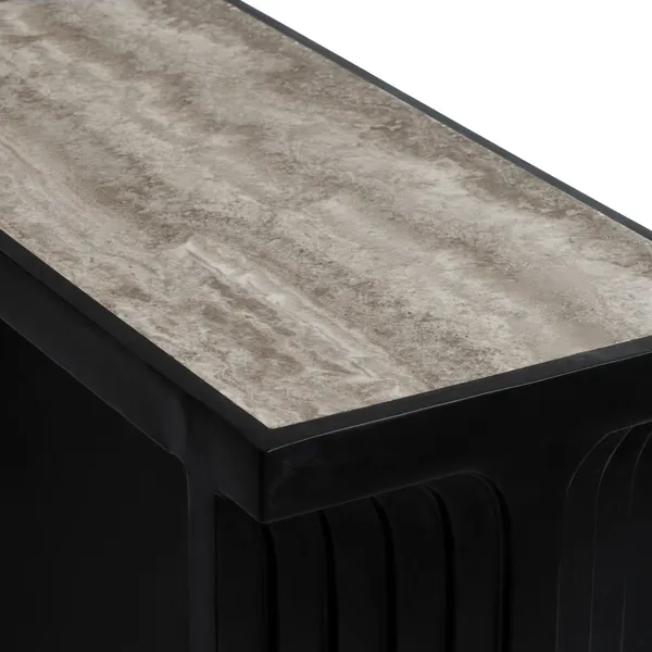 Arc Console Table Silver Travertine