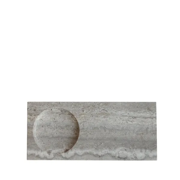 Oka Tablett Silber Travertin
