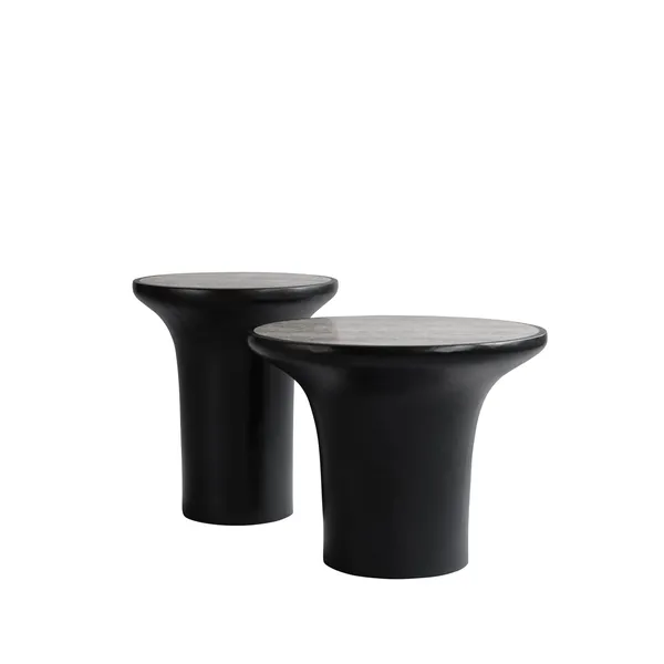 Table D'appoint Trompette , Basse, en Travertin Argent