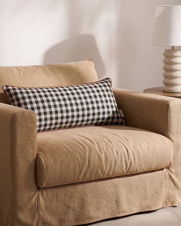 Outline Check Pillow 30x70 Black
