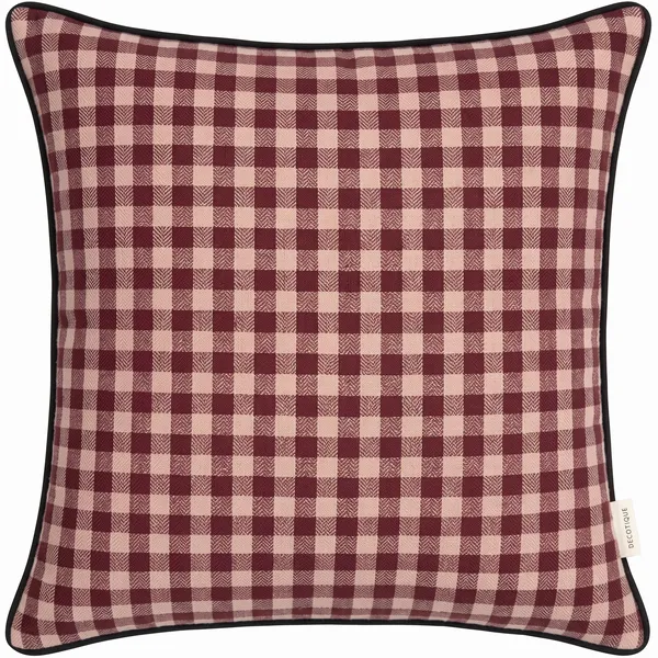 Outline Check Pillow 50x50 Burgundy