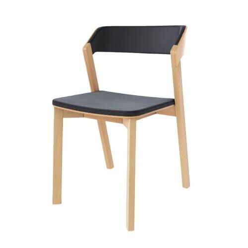 Merano Spisebordsstol Med Polstret Sde & Ryg Natural/Prescott Black
